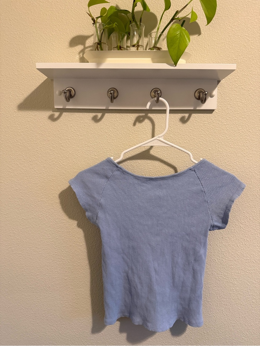 aerie Pale Blue Ribbed Short Sleeve Tee